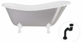 Vonia, laisvai pastatoma Besco Otylia Glam, 160 cm x 77 cm x 69.5 cm, ovalas, balta sp./sidabro sp.