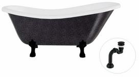 Vonia, laisvai pastatoma Besco Otylia Glam, 170 cm x 77 cm x 68.5 cm, ovalas, balta sp./juoda sp.