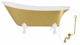 Vonia, laisvai pastatoma Besco Olaya Glam, 160 cm x 67 cm x 68 cm, ovalas, aukso sp./balta sp.