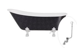 Vonia, laisvai pastatoma Besco Olaya Glam, 160 cm x 67 cm x 68 cm, ovalas, chromo sp./grafito sp.