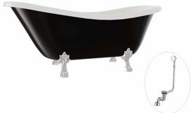 Vonia, laisvai pastatoma Besco Otylia B&W, 170 cm x 77 cm x 68.5 cm, ovalas, balta sp./juoda sp.