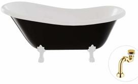 Vonia, laisvai pastatoma Besco Otylia B&W, 170 cm x 77 cm x 68.5 cm, ovalas, balta sp./juoda sp.