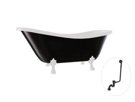 Vonia, laisvai pastatoma Besco Otylia B&W, 160 cm x 77 cm x 69.5 cm, ovalas, balta sp./juoda sp.
