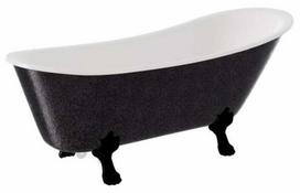 Vonia, laisvai pastatoma Besco Olaya Glam, 160 cm x 67 cm x 68 cm, ovalas, balta sp./juoda sp.