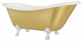 Vonia, laisvai pastatoma Besco Otylia Glam, 160 cm x 77 cm x 69.5 cm, ovalas, aukso sp./balta sp.