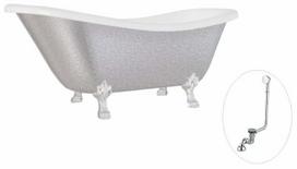 Vonia, laisvai pastatoma Besco Otylia Glam, 160 cm x 77 cm x 69.5 cm, ovalas, sidabro sp./chromo sp.