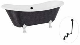 Vonia, laisvai pastatoma Besco Amelia Glam, 190 cm x 77 cm x 69 cm, ovalas, juoda sp./chromo sp.