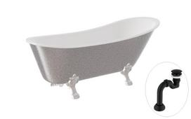 Vonia, laisvai pastatoma Besco Olaya Glam, 160 cm x 68 cm x 68 cm, ovalas, sidabro sp./juoda sp.