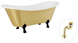 Vonia, laisvai pastatoma Besco Amelia Glam, 190 cm x 77 cm x 69 cm, ovalas, aukso sp./juoda sp.