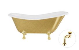Vonia, laisvai pastatoma Besco Otylia Glam, 170 cm x 77 cm x 68.5 cm, ovalas, aukso sp./balta sp.