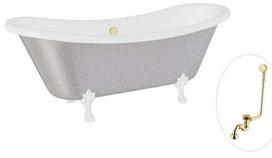 Vonia, laisvai pastatoma Besco Amelia Glam, 190 cm x 77 cm x 69 cm, ovalas, aukso sp./balta sp.