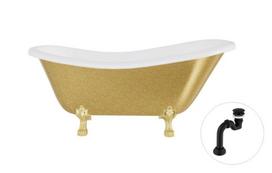 Vonia, laisvai pastatoma Besco Otylia Glam, 160 cm x 77 cm x 69.5 cm, ovalas, aukso sp./juoda sp.