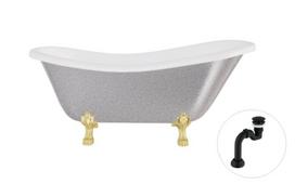Vonia, laisvai pastatoma Besco Otylia Glam, 160 cm x 77 cm x 69.5 cm, ovalas, aukso sp./sidabro sp.