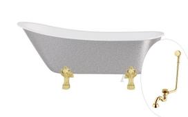 Vonia, laisvai pastatoma Besco Olaya Glam, 160 cm x 68 cm x 68 cm, ovalas, aukso sp./sidabro sp.
