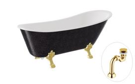 Vonia, laisvai pastatoma Besco Olaya Glam, 160 cm x 68 cm x 68 cm, ovalas, aukso sp./grafito sp.