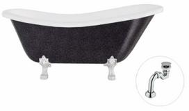 Vonia, laisvai pastatoma Besco Otylia Glam, 160 cm x 77 cm x 68.5 cm, ovalas, chromo sp./grafito sp.