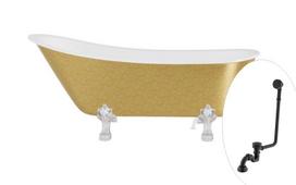 Vonia, laisvai pastatoma Besco Olaya Glam, 160 cm x 68 cm x 68 cm, ovalas, aukso sp./juoda sp.