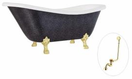 Vonia, laisvai pastatoma Besco Otylia Glam, 170 cm x 77 cm x 68.5 cm, ovalas, aukso sp./grafito sp.