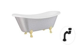 Vonia, laisvai pastatoma Besco Amelia Glam, 190 cm x 77 cm x 69 cm, ovalas, aukso sp./sidabro sp.