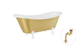 Vonia, laisvai pastatoma Besco Amelia Glam, 190 cm x 77 cm x 69 cm, ovalas, aukso sp./balta sp.