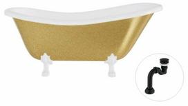 Vonia, laisvai pastatoma Besco Otylia Glam, 160 cm x 77 cm x 68.5 cm, ovalas, aukso sp./balta sp.