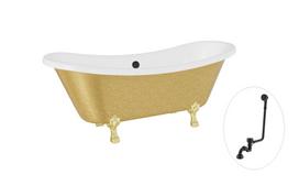 Vonia, laisvai pastatoma Besco Amelia Glam, 190 cm x 77 cm x 69 cm, ovalas, aukso sp./juoda sp.