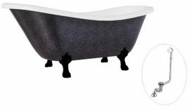 Vonia, laisvai pastatoma Besco Otylia Glam, 170 cm x 77 cm x 68.5 cm, ovalas, juoda sp./grafito sp.