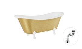 Vonia, laisvai pastatoma Besco Amelia Glam, 190 cm x 77 cm x 69 cm, ovalas, aukso sp./balta sp.