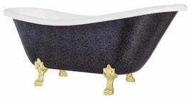 Vonia, laisvai pastatoma Besco Otylia Glam, 160 cm x 77 cm x 68.5 cm, ovalas, aukso sp./juoda sp.