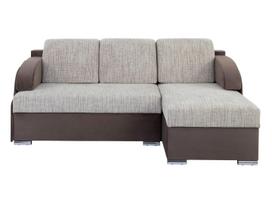 Kampinė sofa - lova Merin, ruda sp./smėlio sp., 205 x 138 cm x 89 cm