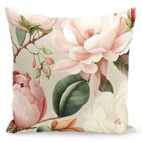 Dekoratyvinės pagalvėlės užvalkalas Mariall Magnolia, rožinė sp./smėlio sp./žalia sp., 40 cm x 40 cm