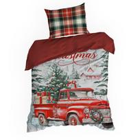 Kalėdinis patalynės užvalkalų komplektas Xmas, raudona sp./žalia sp./pilka sp., 70 x 80 cm, 140 x 200 cm