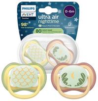 Čiulptukų rinkinys Philips Avent Ultra Air Night Neutral, 0 mėn., geltona sp./žalia sp./rožinė sp.