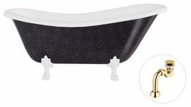 Vonia, laisvai pastatoma Besco Otylia Glam, 160 cm x 77 cm x 69.5 cm, ovalas, aukso sp./balta sp.