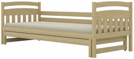 Vaikiška lova su ištraukiama papildoma lova Kocot Kids Tosia, lakuota mediena sp., 80 x 180 cm, be patalynės dėžės, be čiužinio