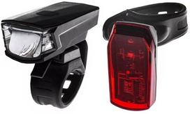 Dviračių žibintas 2K Light Set JY7059B/JY6069B, plastikas, juoda sp./raudona sp., 2 vnt.