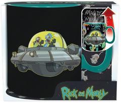 Puodelis ABYstyle Rick And Morty Spaceship Heat Change, juoda sp./žalia sp., 460 ml