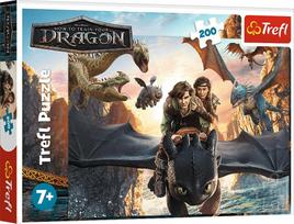 Dėlionė Trefl Toothless And Friends Dragons 13348, 34 cm x 48 cm, 200 vnt., įvairių spalvų