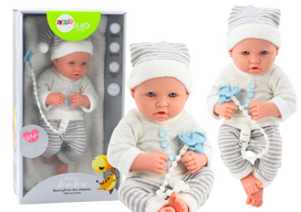Lėlė - kūdikis su priedais Lean Toys Pure Baby, 35 cm, pilka sp.