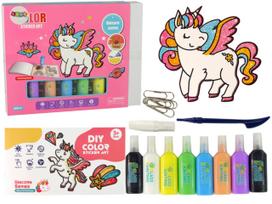 Stiklo dažai, vienaragis Lean Toys Sticker Art, įvairių spalvų