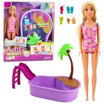 Lėlė su priedais Lean Toys Anlily Summer Pool, 30 cm, įvairių spalvų