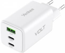 Adapteris Yenkee YAC G65, USB A/2 x USB Type C, balta sp., 65 W