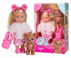 Lėlė su priedais Simba Evi Love Teddy, 12 cm, rožinė sp.