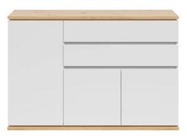 Komoda Yamael, ąžuolo sp./balta sp., 93 cm x 139 cm x 42 cm