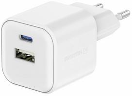 Telefono įkroviklis Swissten, USB Type C/USB Type A, balta sp., 20 W