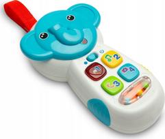 Žaislinis telefonas, dramblys Toyz Musical, 16 cm, mėlyna sp./balta sp.