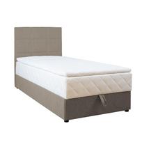Lova viengulė continental Home4you Levi, 90 x 200 cm, tamsaus smėlio spalva, su čiužiniu, su grotelėmis