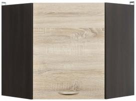 Kampinė pakabinama virtuvės spintelė Junona, sonoma ąžuolo sp./wenge, 60 cm x 60 cm x 57.3 cm