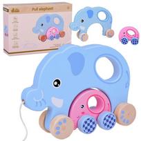 Traukiamas žaislas, dramblys Kids Toyland 2in1, 15 cm, mėlyna sp./rožinė sp.