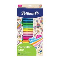 Flomasteriai Pelikan Colorella Star, vienpusiai, įvairių spalvų, 50 vnt.